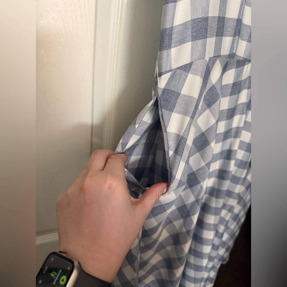 Blue Gingham Button-Up Dress - Picture 5 of 5